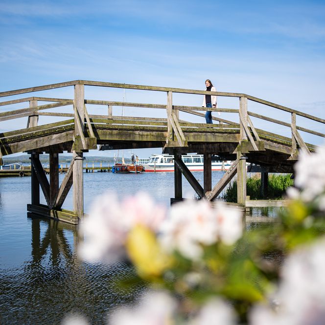Person auf Brücke am Steinhuder Meer 