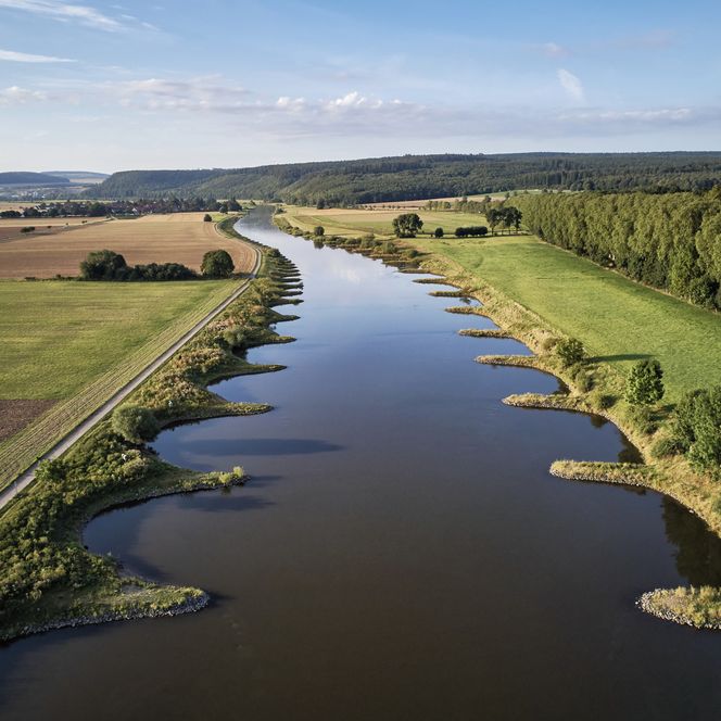 Luftbild der Weser
