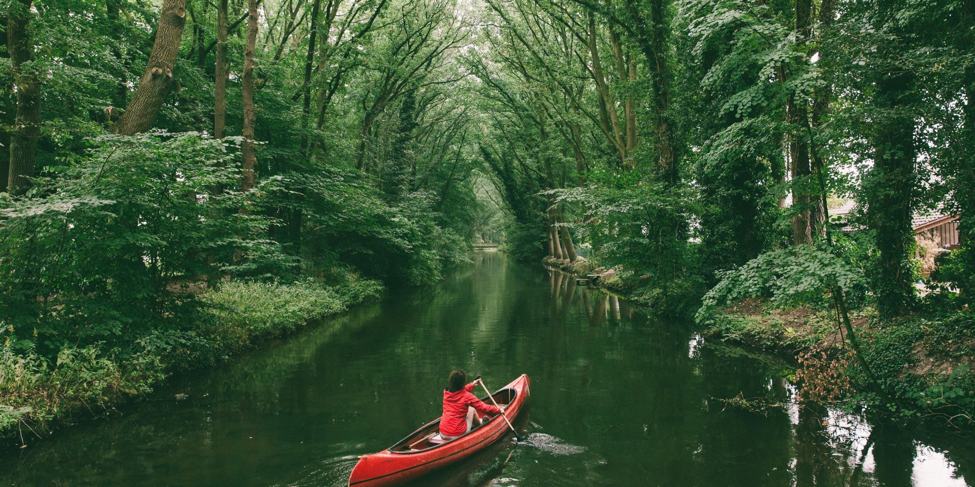 View of a canoeist on the canalized Deichhase, © German Roamers / David Kollmann
