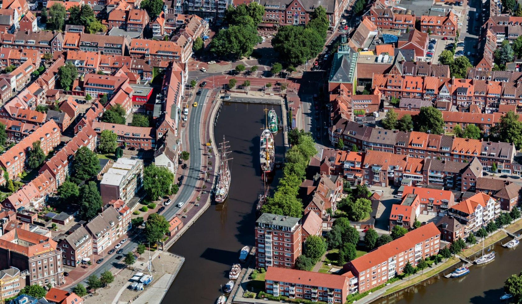 Emden city harbour aerial view, © Martin Elsen