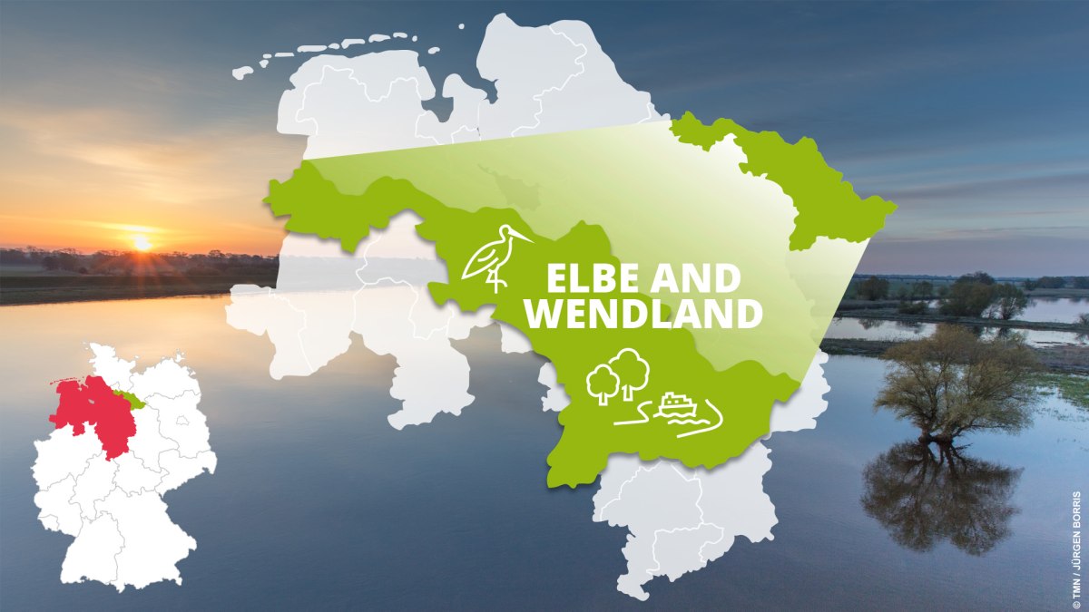 Location of Elbe and Wendland in Niedersachsen (Lower Saxony) and famous sights Location of Elbe and Wendland in Niedersachsen (Lower Saxony) and famous sights