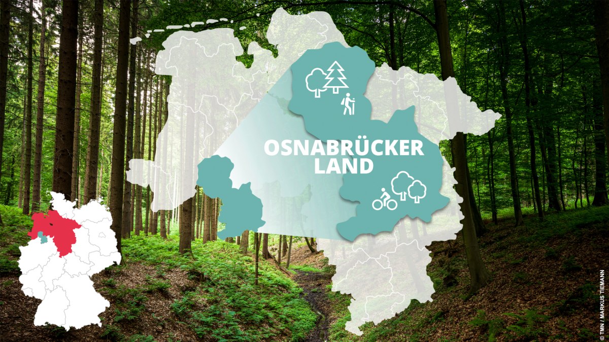 Location of Osnabrücker Land in Niedersachsen (Lower Saxony) and famous sights