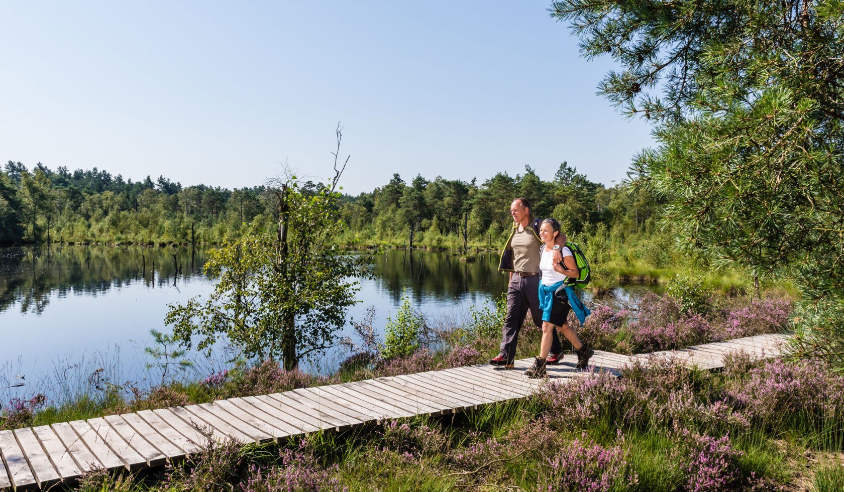  Hiker in the Pietzmoor, © Erlebniswelt Lüneburger Heide GmbH/ Markus Tiemann